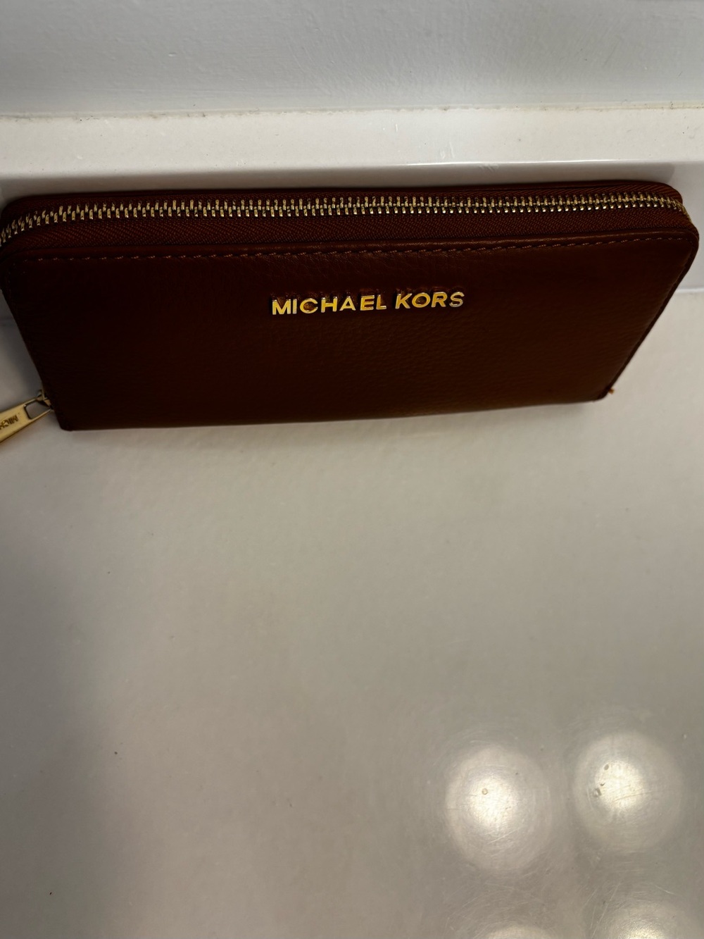 Michael Kors Brown Zip-Around Wallet with Gold Hardware - Picture 3 of 10